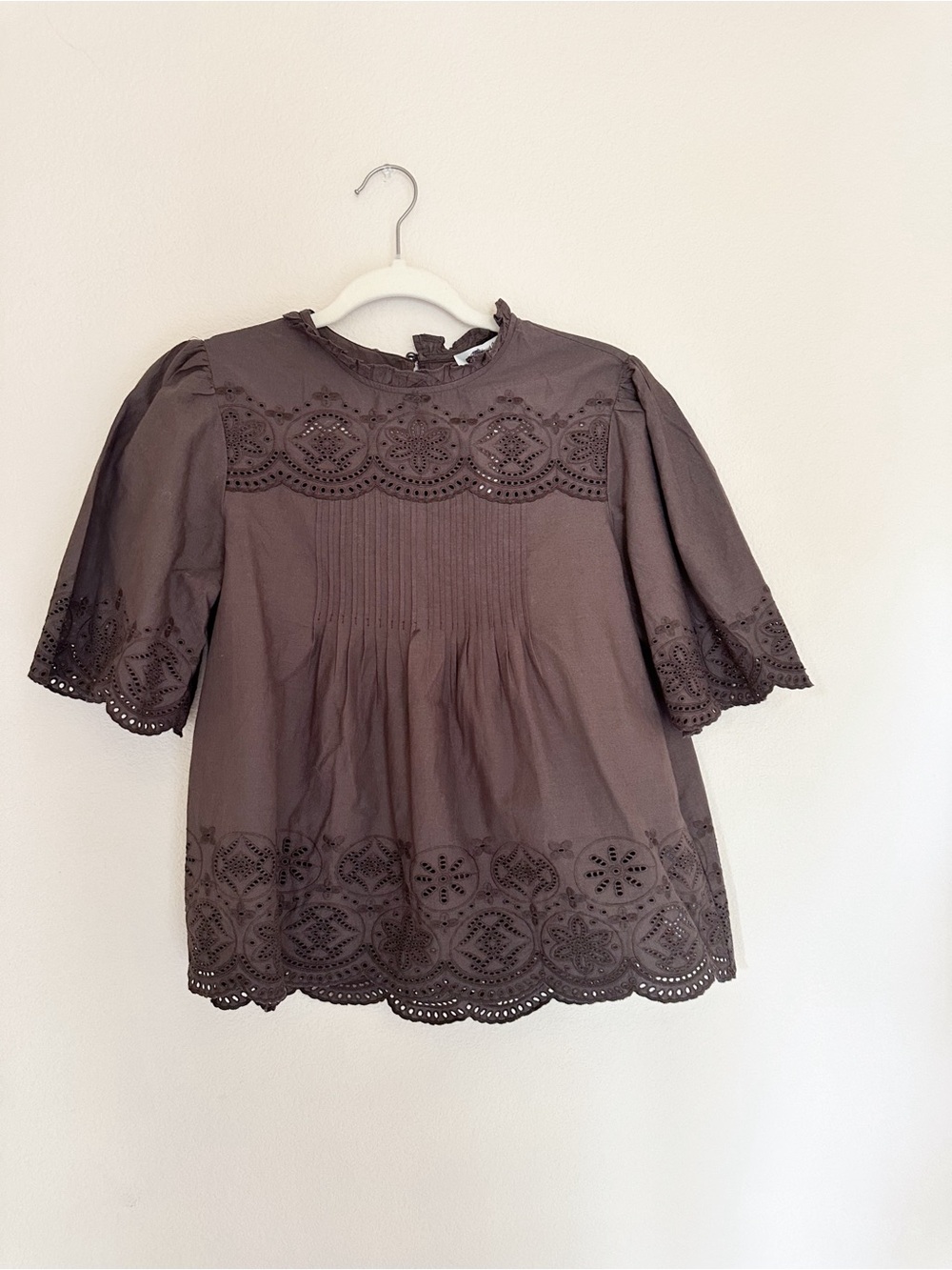 Madewell Embroidered Pintuck High-Neck Top XS - Picture 7 of 9